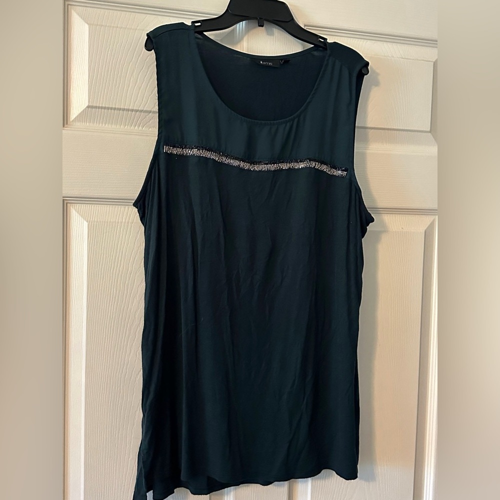Apt. 9 dark green Tank Top with Silver Accent